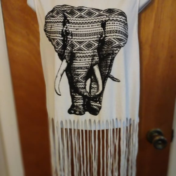 XHiliration Tank Top, with Elephant, String Bottom, White, M - Picture 5 of 7